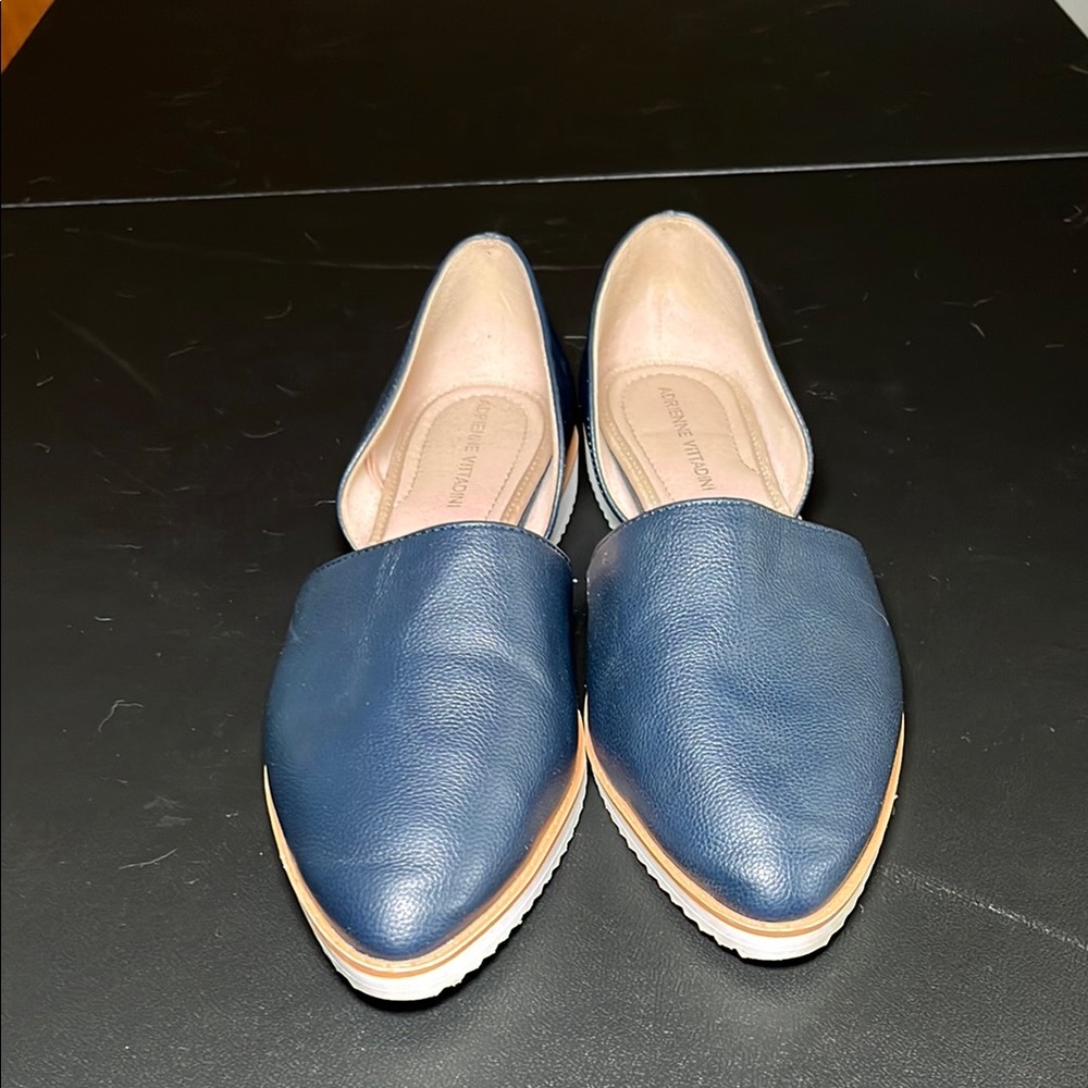 Lucky Brand Blue Leather Flats with Open Back